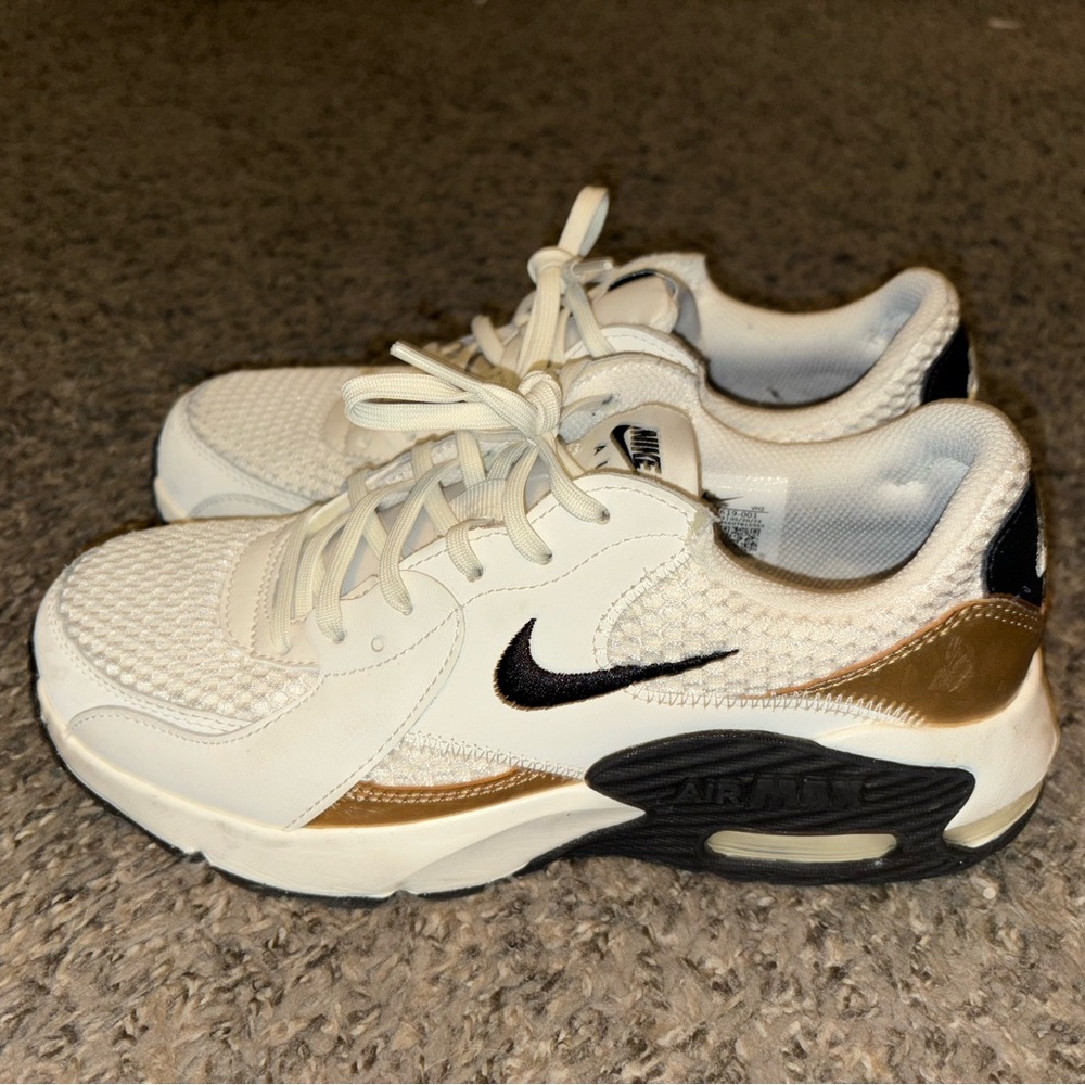 Nike Air Max White and Gold Sneakers